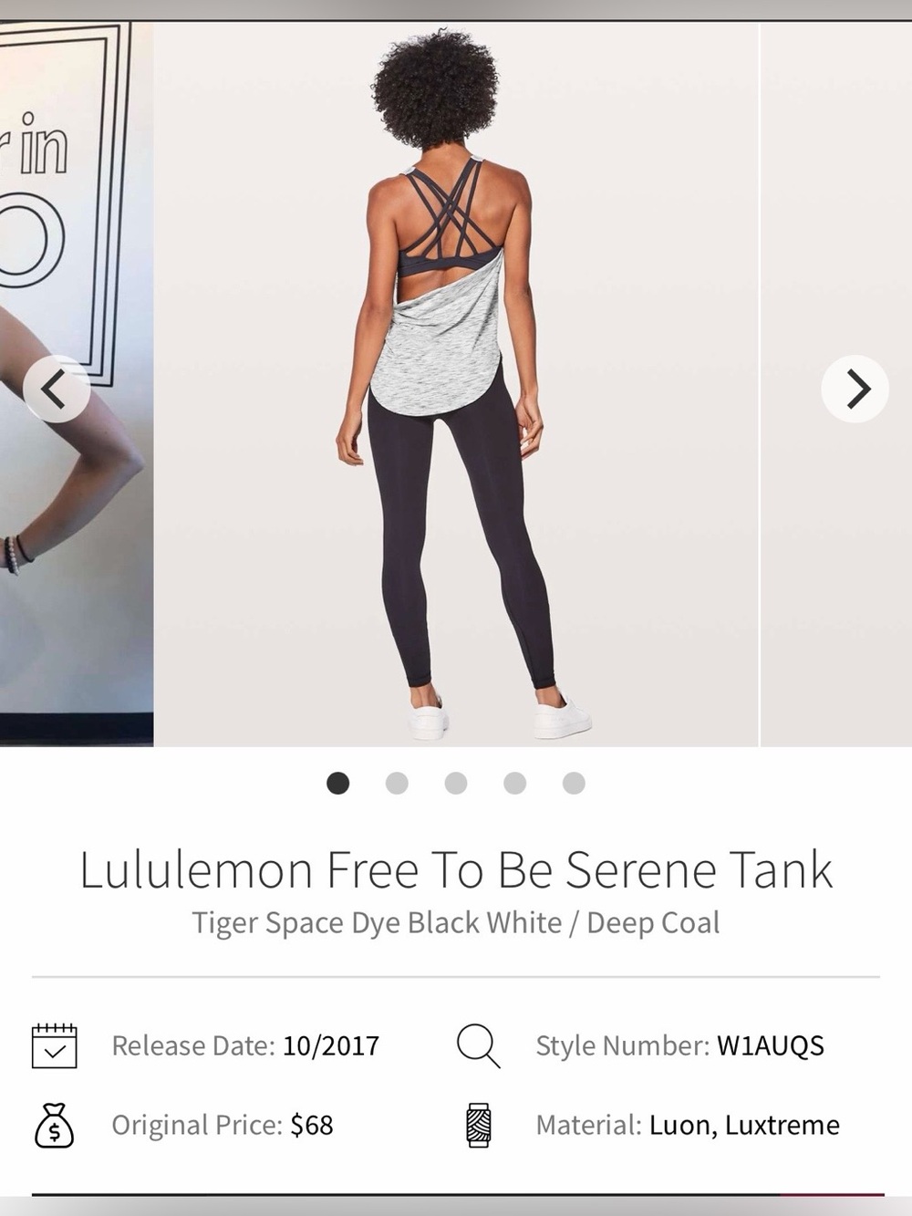 lululemon athletica Free To Be Serene Tank - Dk Gray & White